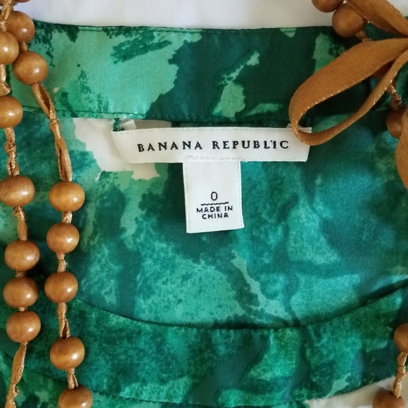 Banana Republic100% silk dress green leaf print - Picture 3 of 6